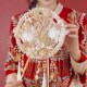 结婚新娘团扇香槟古风双圈成品中式 婚礼秀禾扇手工喜扇diy材料包