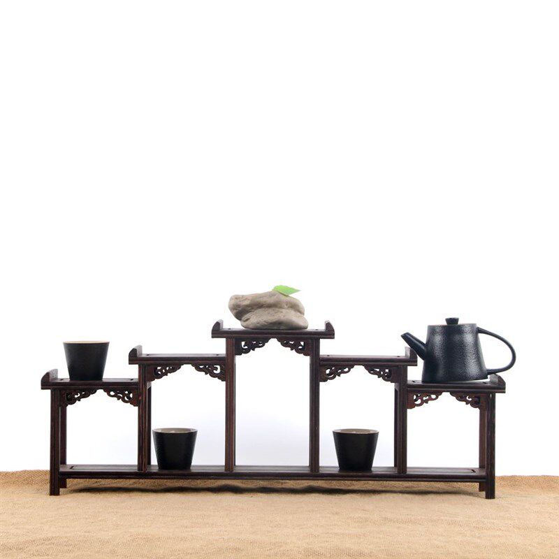 鸡翅木小型博古架实木中式多宝阁紫砂壶茶杯具架子置物摆件展示架