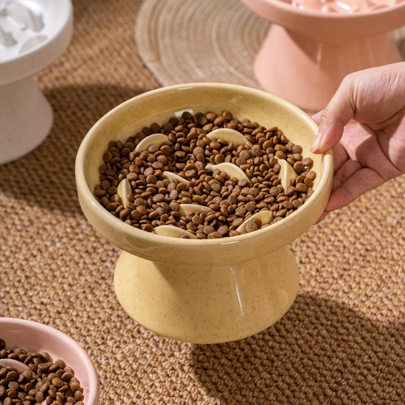 慢食碗陶瓷狗碗狗狗缓食盆中小型犬防噎宠物碗高脚护颈猫碗猫粮碗
