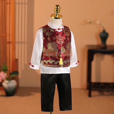 一周岁礼服男宝宝冠衣生日百天新中式儿童唐装婴儿抓周宴薄款夏季