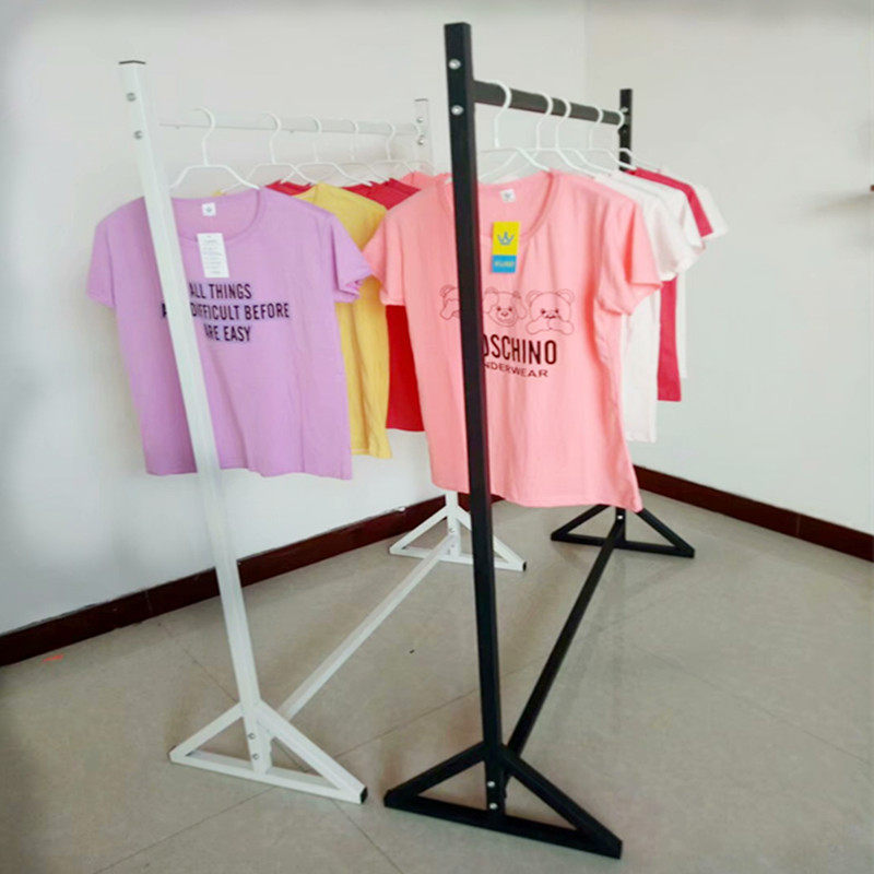 铁艺服装店衣架展示架落地式服装货架挂衣服架子复古落地衣架单杠