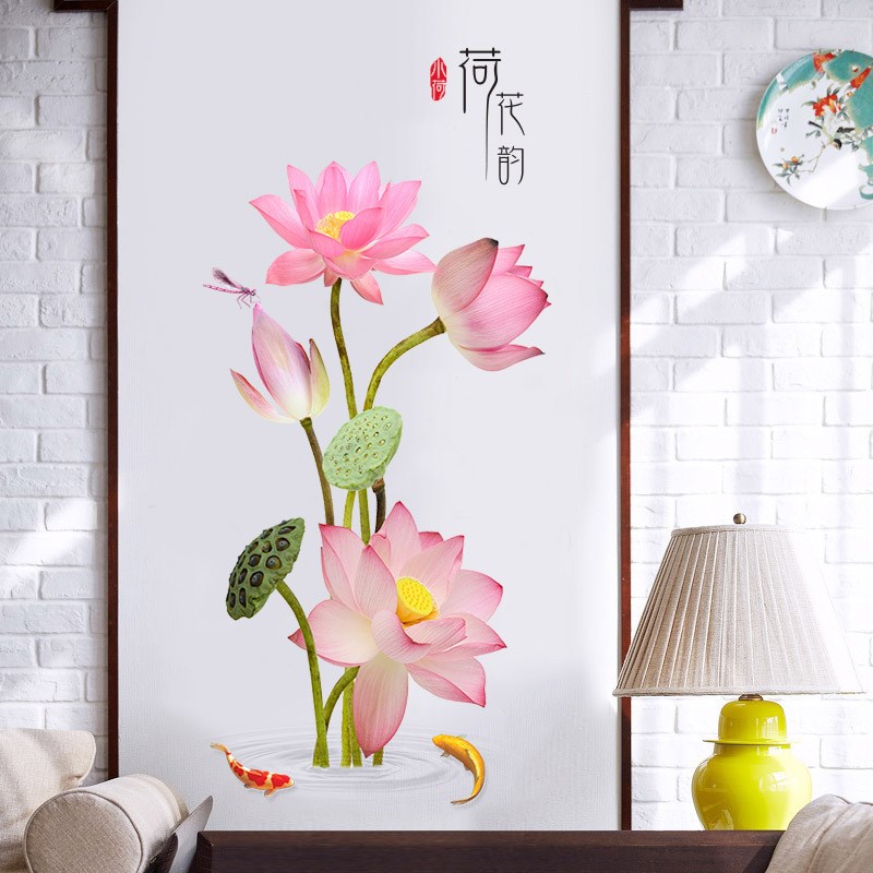 自粘创意中国风墙贴装饰画客厅书房卧室背景墙山水画房间布置贴纸图片