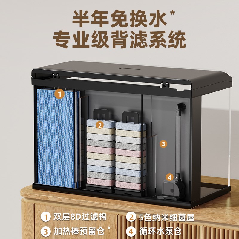 家用客厅阳台电视柜沙发旁小型立式落地带底柜一体玻璃鱼缸水族箱