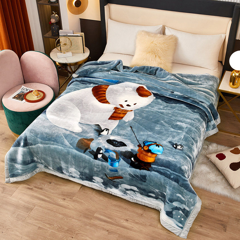 拉舍尔双层加厚毛毯冬季加厚珊瑚法兰绒盖毯子床上用卧室卡通绒毯