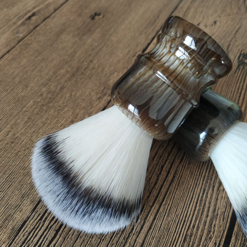 帝诗仿牛角款手柄记忆型人造丝小胖款剃须刷剃须皂泡沫刷男士胡刷