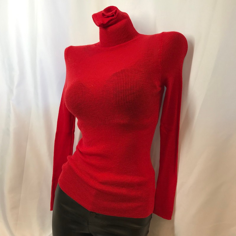 针织打底衫秋冬季新款上衣长袖高领套头薄款微透红色毛衣百搭2021