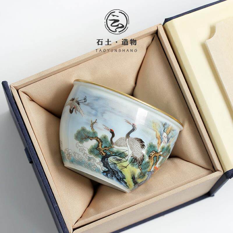 陶瓷复古缸杯主人杯品茗茶杯功夫茶具个人单杯大号茶碗盏单个礼盒