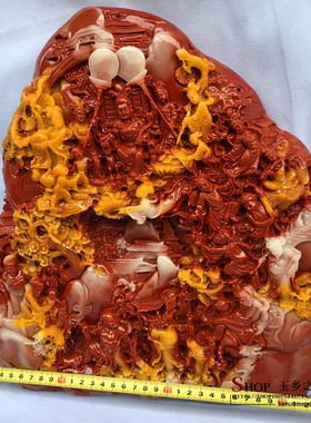 仿古寿山石蟠桃盛宴摆件家居客厅电视柜酒柜办公室工艺品礼品摆设