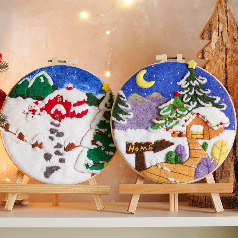 圣诞节羊毛毡戳戳乐diy材料包情侣手工节日礼物装饰画框挂件,居家布艺,缝纫DIY材料套装,淘宝优惠券,粉丝福利购,淘宝优惠卷