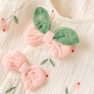 婴儿衣服春秋女宝宝连体衣春夏季套装纯棉公主0一3满月外出服春装