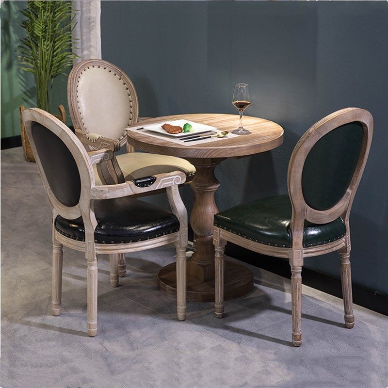 全实木餐桌复古咖啡厅桌椅组合原木美式方桌办公桌洽谈桌茶几书桌