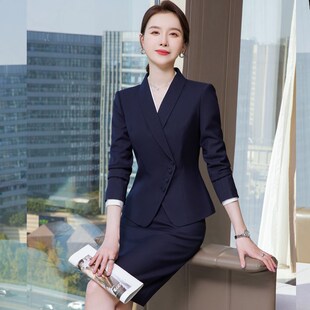 工作服职业气质女西装套装春秋季前台珠宝店酒店接待收腰高端正装