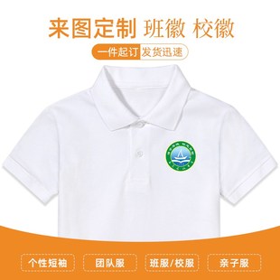 男童t恤短袖 纯棉学生英伦校服班服 夏季 翻领儿童女童浅蓝色polo衫