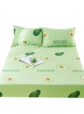 牛油果绿色全棉床笠单件1.8x2纯棉床罩120床套150/180x200c1.5