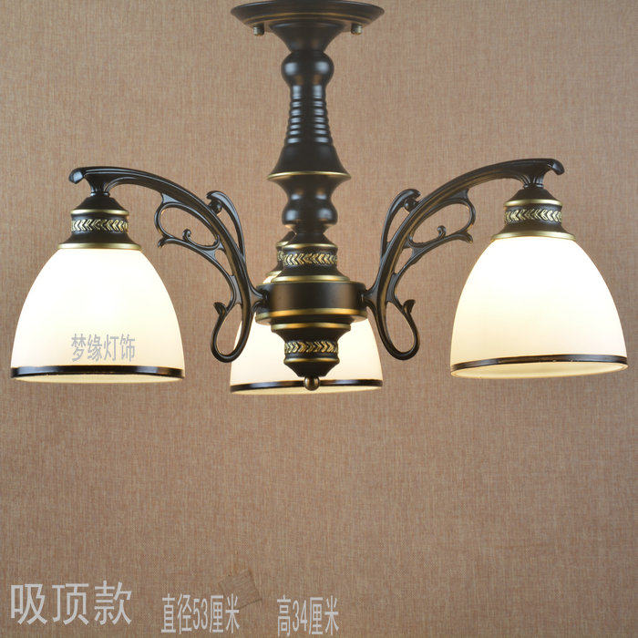美式乡村复古吊灯创意简约玻璃铁艺卧室餐厅个性田园客厅酒吧书房
