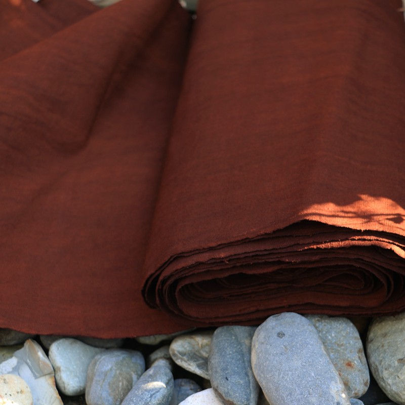 倚山人贵州土布薯莨染手工茶席桌布仿柿染复古色做旧服装diy面料
