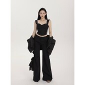 休闲裤 裤 女夏季 PEMPL 新款 极简剪裁低腰西装 廓形直筒宽松阔腿长裤