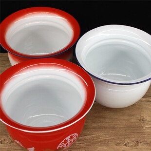 老式加厚搪瓷痰盂矮痰桶小孩尿盆尿桶老人坐便器婚庆痰盂喜庆痰盂