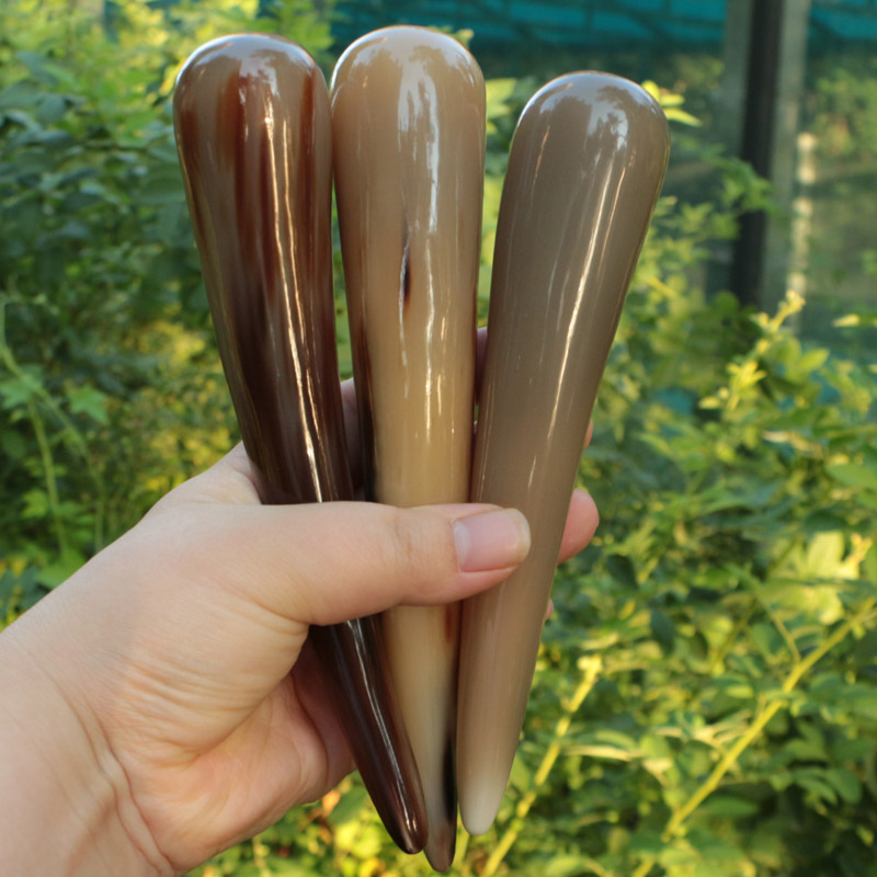 天然 牦牛角身体点穴按摩足底棒 拨筋棒 敲胆经棒精品 加长 加粗