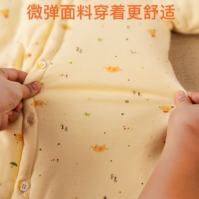 纯棉婴儿加厚睡裙秋冬季儿童睡袋男女宝宝家居袍加长款对开扣睡袍