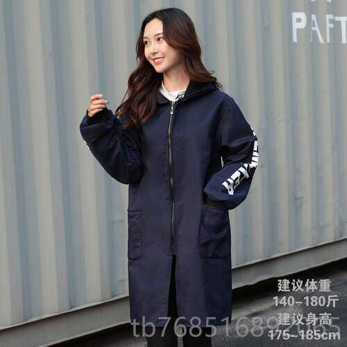 高档加绒加厚大绒人尚罩衣外套女时防脏羽服外穿套褂中可长版工作