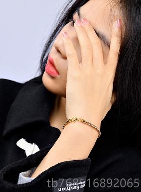 高档意利银工艺银925纯银大手环女 三线三色彩镭射闪光弹力手镯百