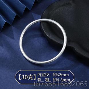 高档明日古法女银手镯9999银手镯实心圆镯纯年轻款素众圈手环小银