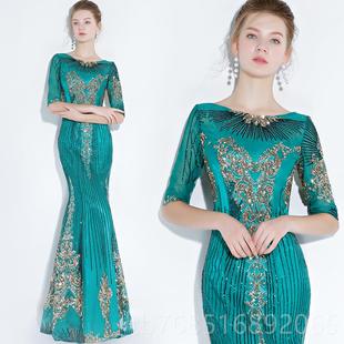 高档晚礼服宴会女优雅性连衣裙鱼感尾主持晚装裙人长款端庄大出气