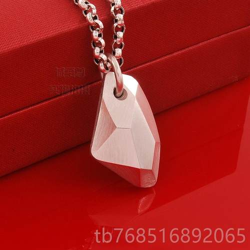 高档实心银原创不规包则许愿品石吊坠男项链足银挂坠情侣饰纯刻字