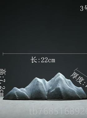 高档水新中式枯山沙摆件禅意日式术盘微景观客厅陶瓷假山玄关装饰