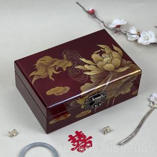 高档非手绘复古高城档中国遗风妆奁精致挂项链款平遥古光漆器推首