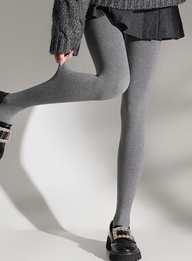 王小嘟格雷系灰色打底连裤袜!春秋冬棉质加绒显瘦外穿加绒打底裤