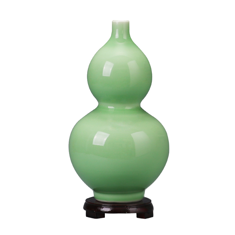 景德镇陶瓷器仿古青釉葫芦花瓶客厅家居装饰品瓷瓶简约工艺品摆件