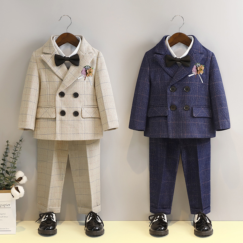 儿童礼服男童秋冬小孩西装套装休闲帅气宝宝生日花童礼服新款演出