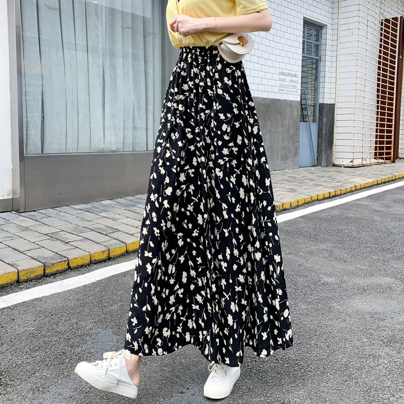 碎花裙子半身裙夏天2021新款气质宽松遮胯大摆长裙高腰a字裙女装