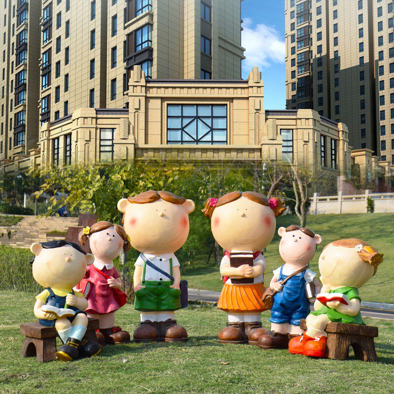 读书娃娃景观雕塑公园学校幼儿园卡通人物草坪布置落地装饰品摆件