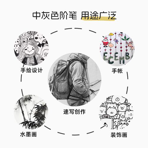 秀普富莱卡勒双头灰度色阶笔秀丽笔软头防水速写手绘笔楷笔秀丽笔