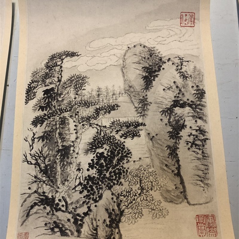 石涛山水画临摹稿 清湘老人写枝山诗意册 10开未装裱国画