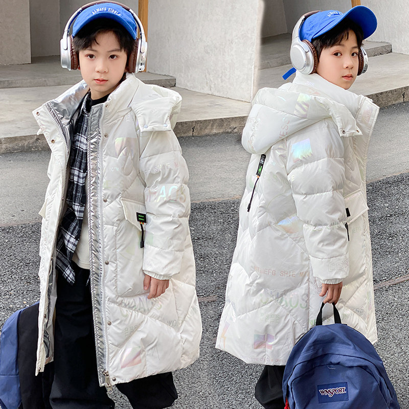 儿童长款羽绒服男童过膝女童2023新款极寒冬装加厚中大童童装免洗