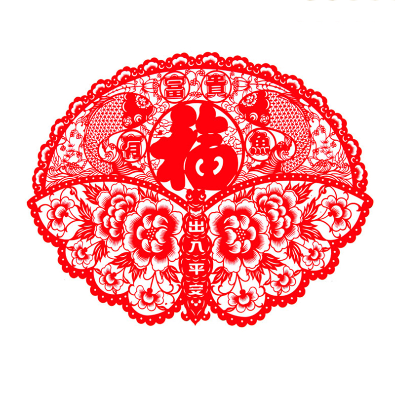 元旦虎年画新款2022椭圆无纺布玻璃雕刻纸剪纸窗花贴电视墙贴装饰图片