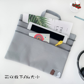 简约小清新多层拉链牛津帆布文件袋学生手提资料袋a4收纳试卷袋