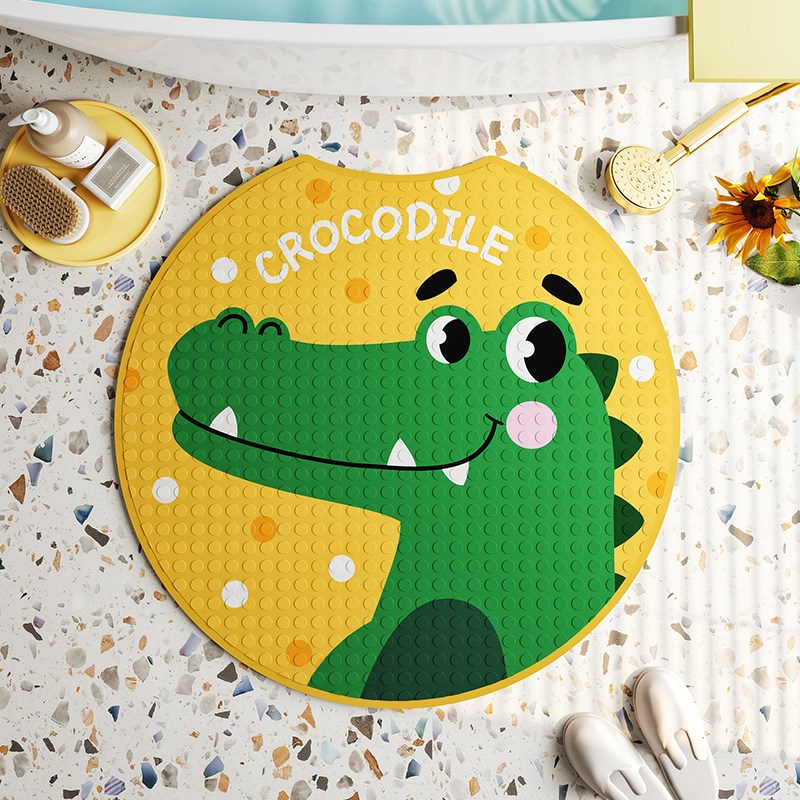 卡通浴室圆形防滑垫淋浴房儿童洗澡防摔脚垫子厕所防水卫生间地垫