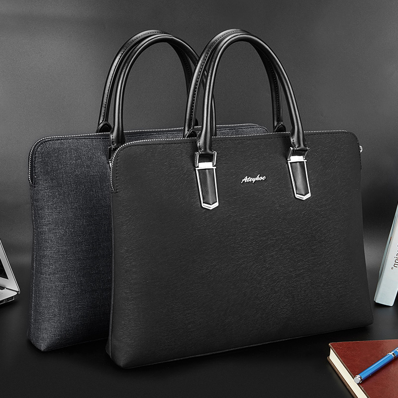 公文包手提商务会议包出差文件大容量收纳袋加厚电脑包男女出差活