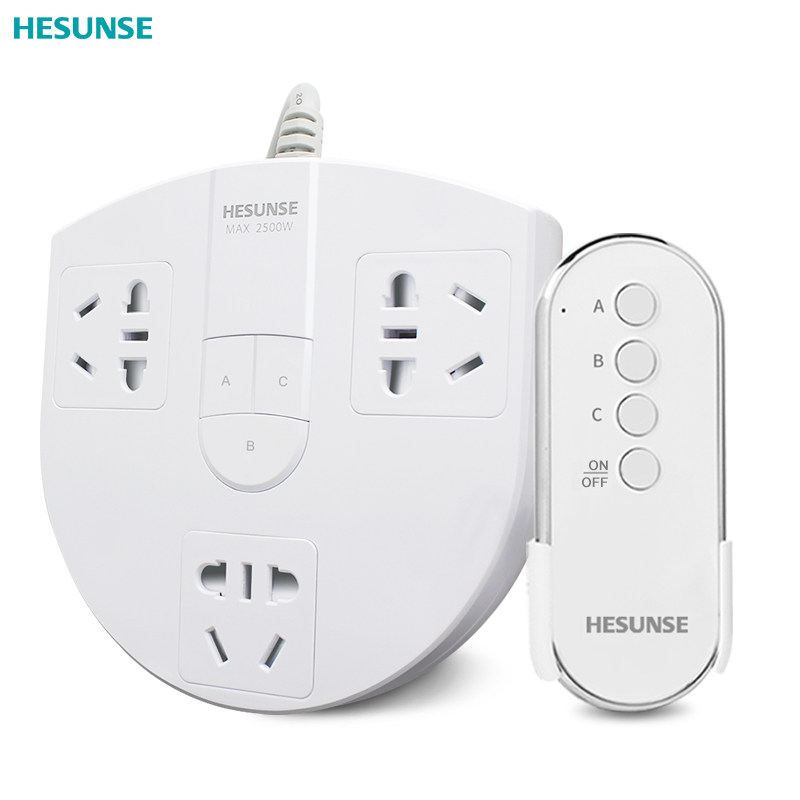 河森 无线智能遥控插座220V 多位家用排插遥控独立电源开关带插头