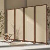 新中式 饰折叠移动藤编实木折屏 实木屏风隔断客厅玄关办公室遮挡装
