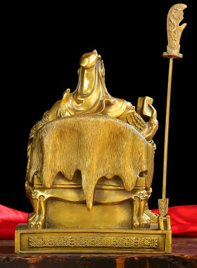 纯铜看书关公光神像 家居饰品开业礼品 大号武财神文关公摆件