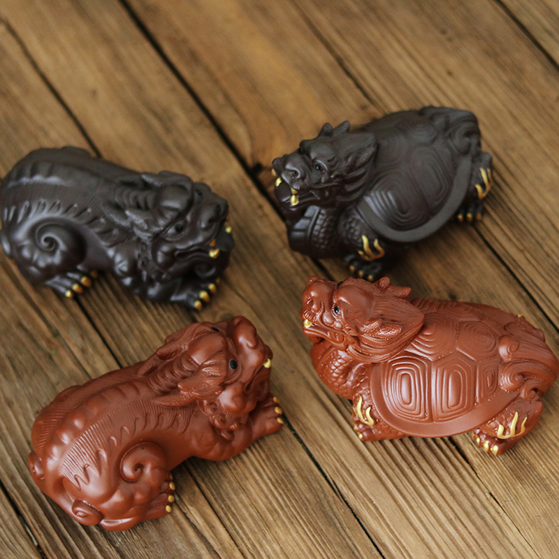 宜兴紫砂可养招财龙龟茶宠手工茶玩精品貔貅茶桌茶盘功夫茶具配件