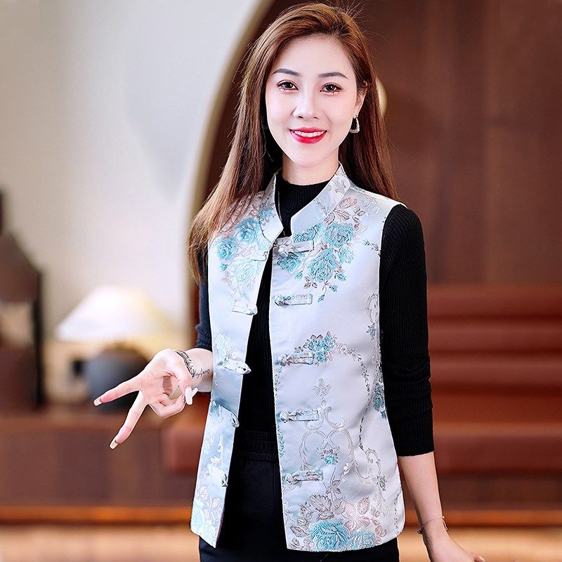 新中式国风短款马甲外套女士春秋季外穿2024新款背心中年妈妈马夹,女装/女士精品,马夹,淘宝优惠券,粉丝福利购,淘宝优惠卷