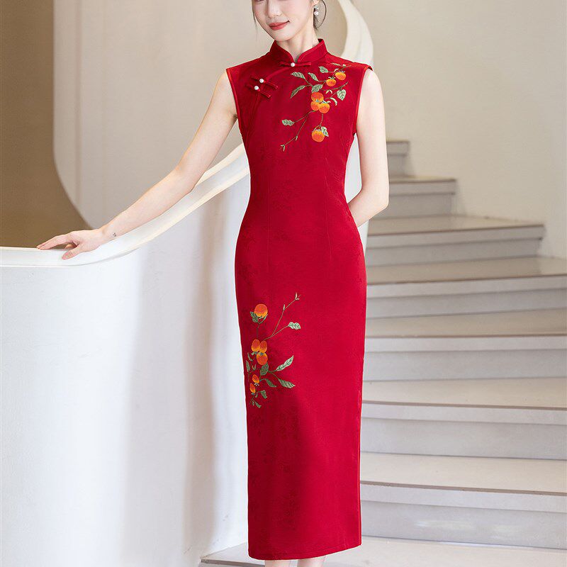 红色披肩旗袍敬酒服新娘结婚秋冬长袖婚礼外搭开衫外套订婚礼服裙