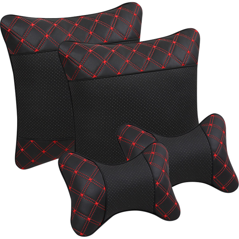 汽车抱枕头枕一对四件套靠枕车内靠垫腰垫车用后排腰靠皮抱枕四季